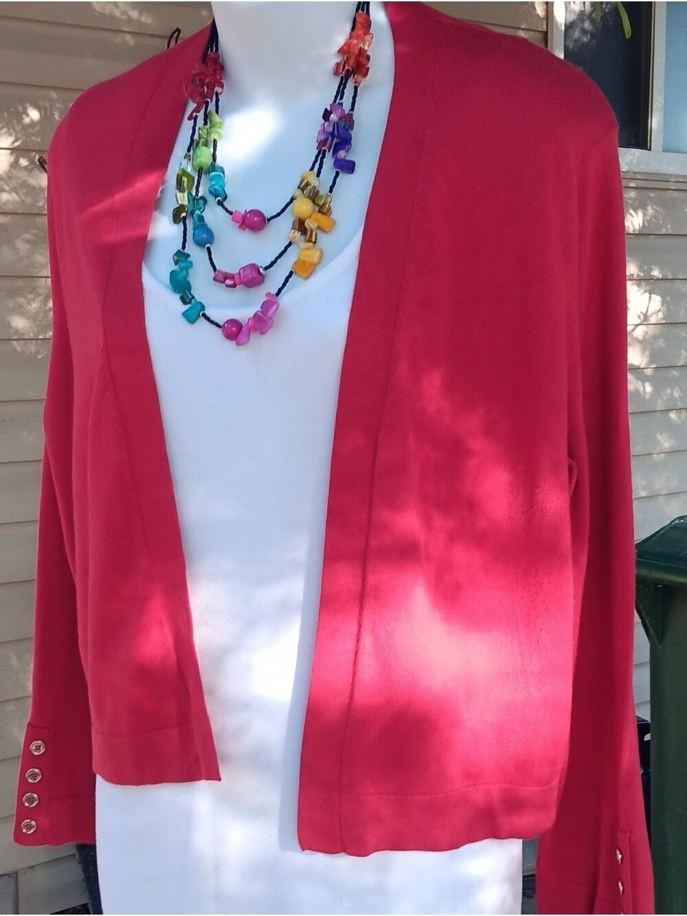 Tommy Hilfiger Red Cardigan Sweater Large - Picture 2 of 9